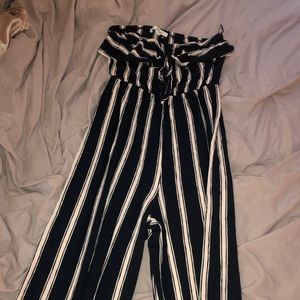 Navy off the shoulder jumpsuit